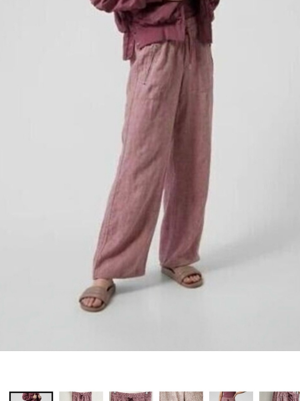 Athleta Cabo Linen Wide Leg Pant Tawny Rose Size 4